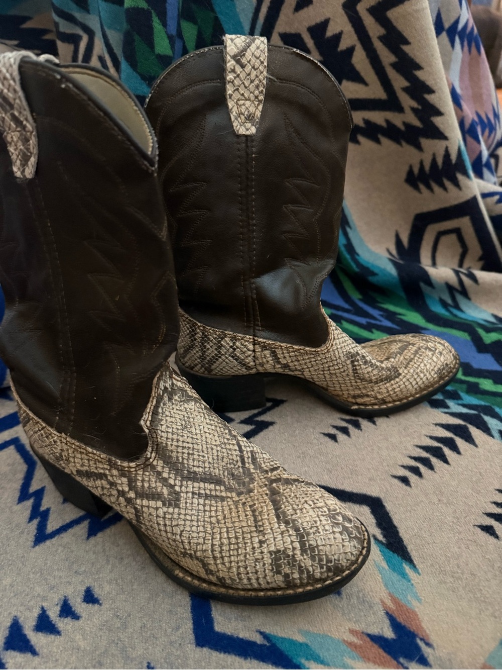 Kids Two-Tone Brown & Cream Western Cowboy Boots